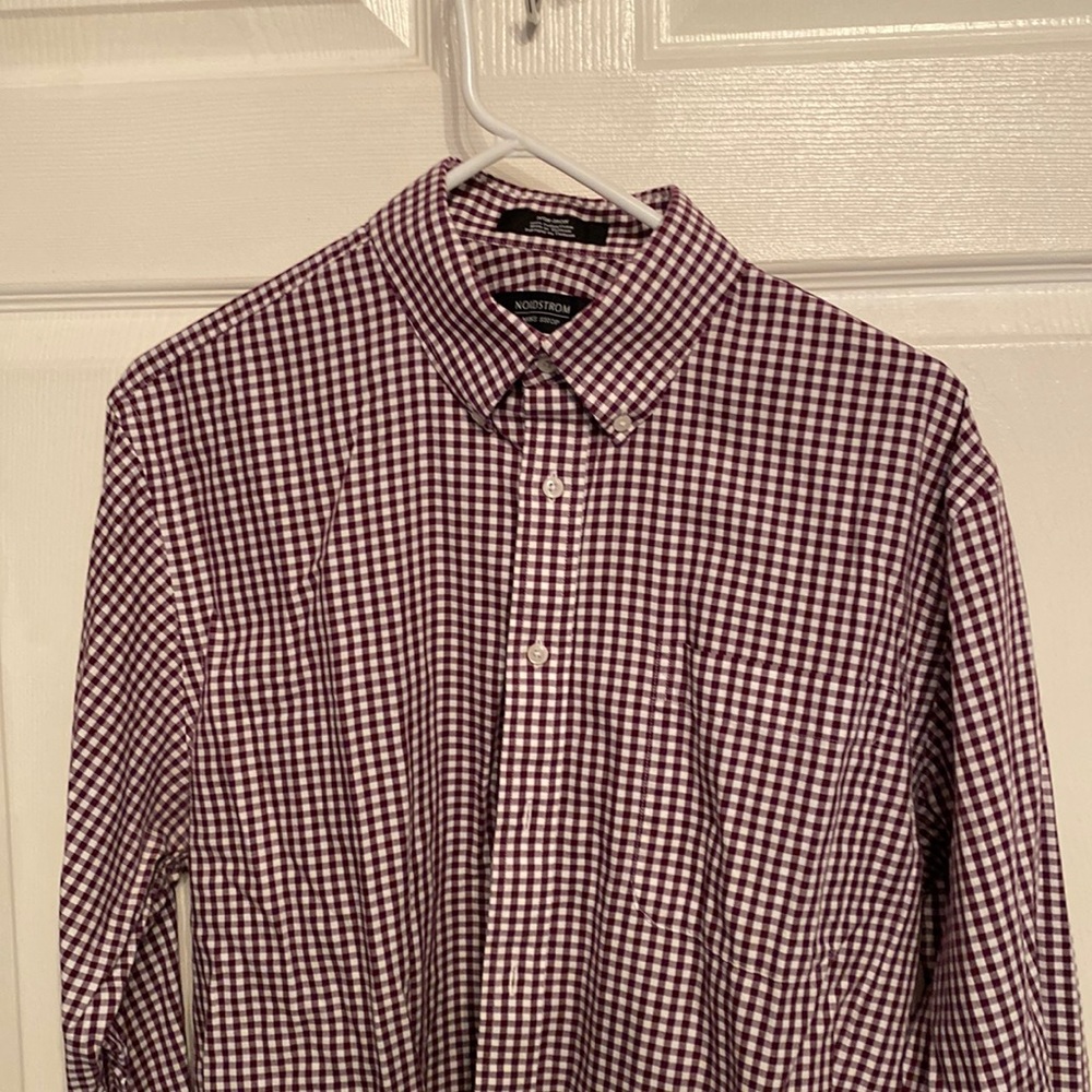 Nordstrom classic fit checked men’s dress shirt. Size 16 34.